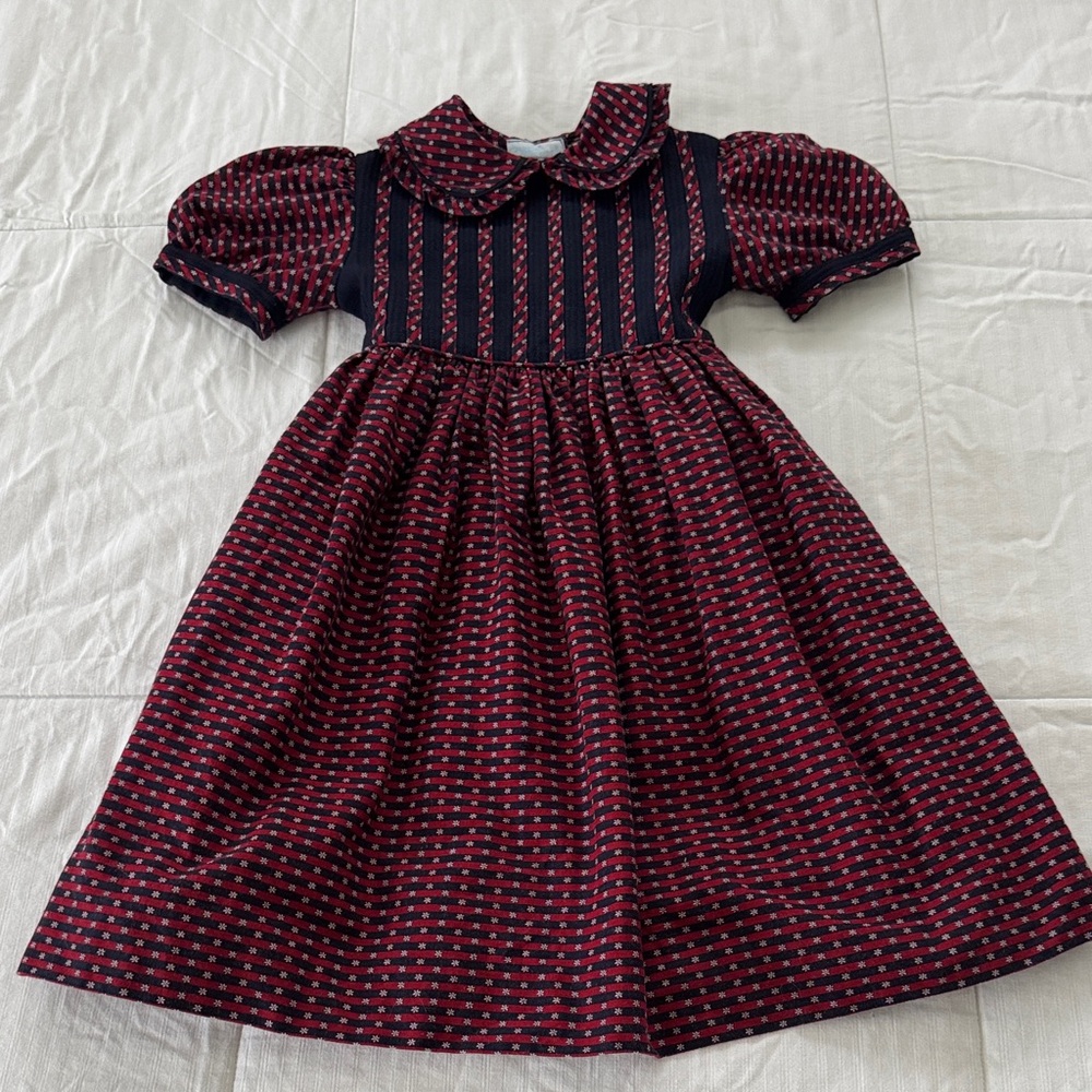 Charming Red and Navy Kids Dress vintage